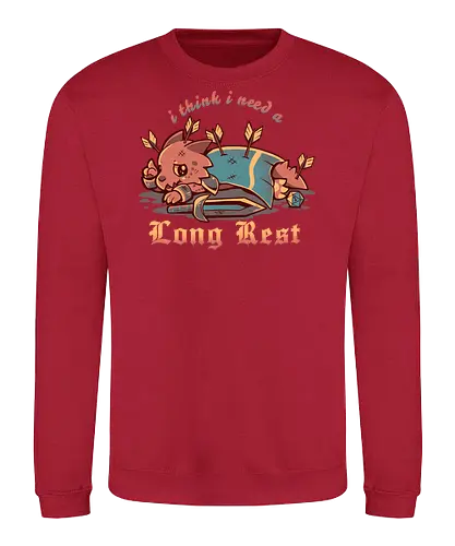 I Think I Need a Long Rest - Pen and Paper, kobold, long rest, dice, d1, dice roll, tabletop, cute, sad kobold, low hp, spell, fantasy, Fantasie, Kreatur, lange Ruhepause - Sweatshirt
