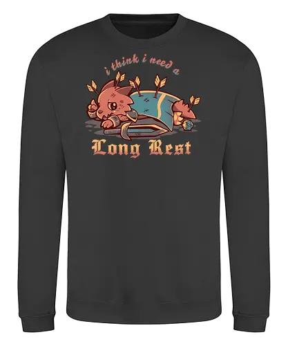 I Think I Need a Long Rest - Pen and Paper, kobold, long rest, dice, d1, dice roll, tabletop, cute, sad kobold, low hp, spell, fantasy, Fantasie, Kreatur, lange Ruhepause - Sweatshirt