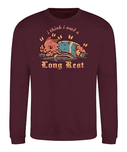 I Think I Need a Long Rest - Pen and Paper, kobold, long rest, dice, d1, dice roll, tabletop, cute, sad kobold, low hp, spell, fantasy, Fantasie, Kreatur, lange Ruhepause - Sweatshirt
