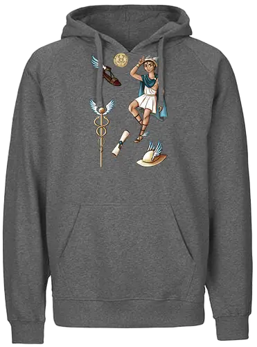 Hermes - hermes, gott, mythologie, caduceus, münze, sandale, flügel - Fairtrade Hoodie