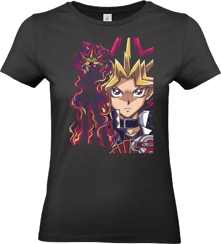 The Pharaoh's Aura - Yami Yugi graphic tee, King of Games apparel, anime duelist streetwear, retro 90s anime clothing, trading card game shirt, Pharaoh Atem design, shonen anime streetwear, anime pop art tee, Millennium puzzle merch - Standard T-Shirt (Frauen)