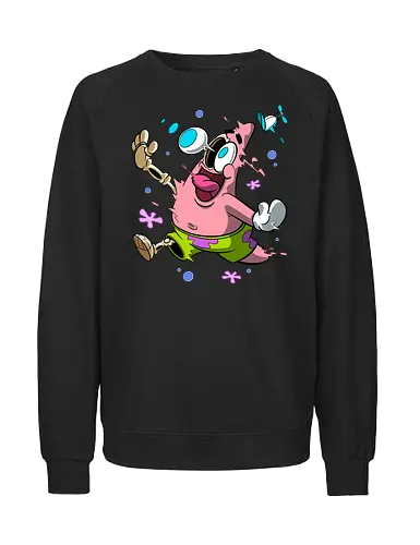 Verrückte rosa Sternenkreatur - Rosa Stern-Cartoon-Kunst, T-Shirt mit chaotischer Kreatur, lustiger Horror-Cartoon, Underground-Cartoon-Druck, verrückter Cartoon-Charakter, Cartoon-Shirt mit hervorquellenden Augen, dunkler Cartoon-Humor, explodierte Cartoon-Kunst, rosa Kreaturenchaos, lustige Geek-Mode, Retro-Underground-Cartoon, absurde Cartoon-Kunst, Pop-Art-T-Shirt mit Humor, Chaos-Cartoon-Shirt, alternative lustige Kunst - Fairtrade Sweatshirt