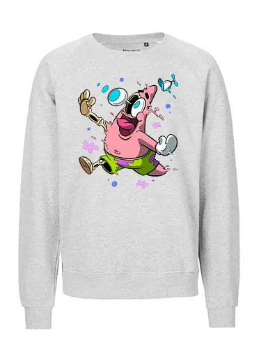 Verrückte rosa Sternenkreatur - Rosa Stern-Cartoon-Kunst, T-Shirt mit chaotischer Kreatur, lustiger Horror-Cartoon, Underground-Cartoon-Druck, verrückter Cartoon-Charakter, Cartoon-Shirt mit hervorquellenden Augen, dunkler Cartoon-Humor, explodierte Cartoon-Kunst, rosa Kreaturenchaos, lustige Geek-Mode, Retro-Underground-Cartoon, absurde Cartoon-Kunst, Pop-Art-T-Shirt mit Humor, Chaos-Cartoon-Shirt, alternative lustige Kunst - Fairtrade Sweatshirt