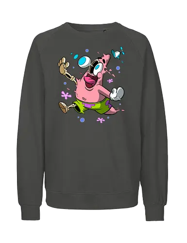 Verrückte rosa Sternenkreatur - Rosa Stern-Cartoon-Kunst, T-Shirt mit chaotischer Kreatur, lustiger Horror-Cartoon, Underground-Cartoon-Druck, verrückter Cartoon-Charakter, Cartoon-Shirt mit hervorquellenden Augen, dunkler Cartoon-Humor, explodierte Cartoon-Kunst, rosa Kreaturenchaos, lustige Geek-Mode, Retro-Underground-Cartoon, absurde Cartoon-Kunst, Pop-Art-T-Shirt mit Humor, Chaos-Cartoon-Shirt, alternative lustige Kunst - Fairtrade Sweatshirt