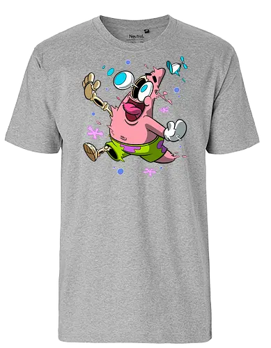 Verrückte rosa Sternenkreatur - Rosa Stern-Cartoon-Kunst, T-Shirt mit chaotischer Kreatur, lustiger Horror-Cartoon, Underground-Cartoon-Druck, verrückter Cartoon-Charakter, Cartoon-Shirt mit hervorquellenden Augen, dunkler Cartoon-Humor, explodierte Cartoon-Kunst, rosa Kreaturenchaos, lustige Geek-Mode, Retro-Underground-Cartoon, absurde Cartoon-Kunst, Pop-Art-T-Shirt mit Humor, Chaos-Cartoon-Shirt, alternative lustige Kunst - Fairtrade T-Shirt