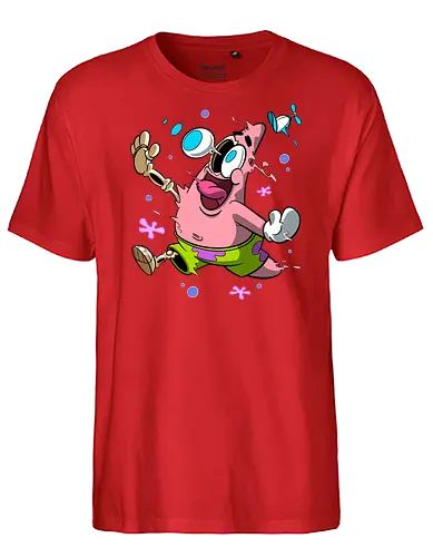 Verrückte rosa Sternenkreatur - Rosa Stern-Cartoon-Kunst, T-Shirt mit chaotischer Kreatur, lustiger Horror-Cartoon, Underground-Cartoon-Druck, verrückter Cartoon-Charakter, Cartoon-Shirt mit hervorquellenden Augen, dunkler Cartoon-Humor, explodierte Cartoon-Kunst, rosa Kreaturenchaos, lustige Geek-Mode, Retro-Underground-Cartoon, absurde Cartoon-Kunst, Pop-Art-T-Shirt mit Humor, Chaos-Cartoon-Shirt, alternative lustige Kunst - Fairtrade T-Shirt