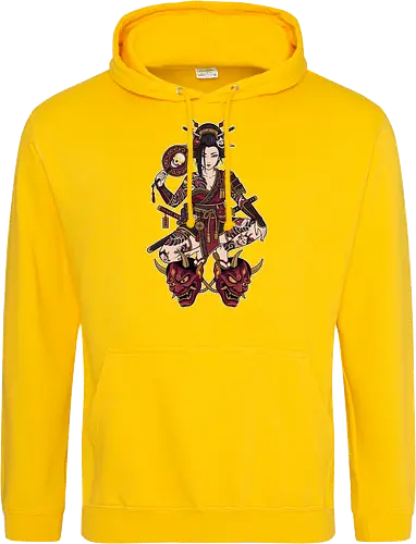 Oni Queen: The Irezumi Geisha Warrior - Japanese geisha shirt, Oni mask graphic tee, Irezumi tattoo apparel, Samurai warrior streetwear, Yakuza aesthetic clothing, Neo traditional tattoo design, Dark Japanese folklore, Edgy alternative fashion, Katana sword girl merch, Demon queen graphic - Standard Hoodie