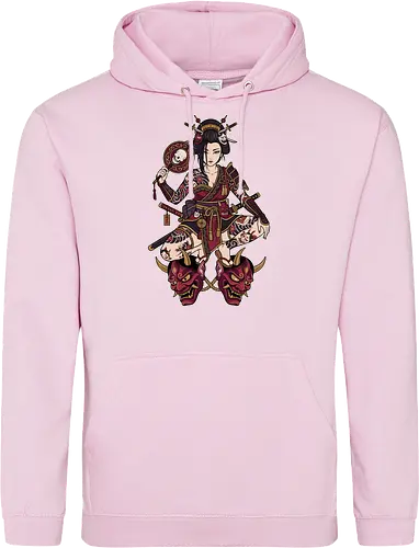 Oni Queen: The Irezumi Geisha Warrior - Japanese geisha shirt, Oni mask graphic tee, Irezumi tattoo apparel, Samurai warrior streetwear, Yakuza aesthetic clothing, Neo traditional tattoo design, Dark Japanese folklore, Edgy alternative fashion, Katana sword girl merch, Demon queen graphic - Standard Hoodie