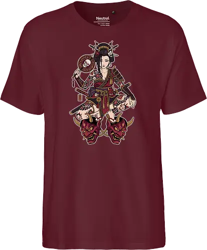 Oni Queen: The Irezumi Geisha Warrior - Japanese geisha shirt, Oni mask graphic tee, Irezumi tattoo apparel, Samurai warrior streetwear, Yakuza aesthetic clothing, Neo traditional tattoo design, Dark Japanese folklore, Edgy alternative fashion, Katana sword girl merch, Demon queen graphic - Fairtrade T-Shirt