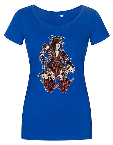 Oni Queen: The Irezumi Geisha Warrior - Japanese geisha shirt, Oni mask graphic tee, Irezumi tattoo apparel, Samurai warrior streetwear, Yakuza aesthetic clothing, Neo traditional tattoo design, Dark Japanese folklore, Edgy alternative fashion, Katana sword girl merch, Demon queen graphic - Damen T-Shirt