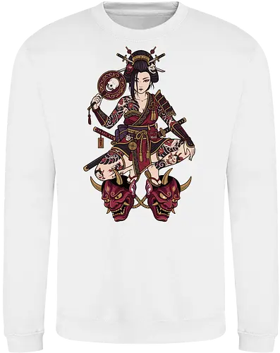 Oni Queen: The Irezumi Geisha Warrior - Japanese geisha shirt, Oni mask graphic tee, Irezumi tattoo apparel, Samurai warrior streetwear, Yakuza aesthetic clothing, Neo traditional tattoo design, Dark Japanese folklore, Edgy alternative fashion, Katana sword girl merch, Demon queen graphic - Sweatshirt