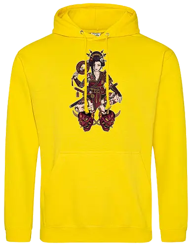 Oni Queen: The Irezumi Geisha Warrior - Japanese geisha shirt, Oni mask graphic tee, Irezumi tattoo apparel, Samurai warrior streetwear, Yakuza aesthetic clothing, Neo traditional tattoo design, Dark Japanese folklore, Edgy alternative fashion, Katana sword girl merch, Demon queen graphic - Standard Hoodie