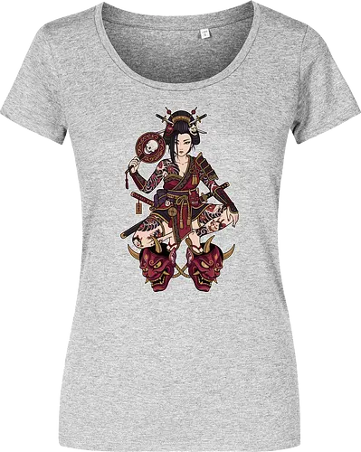 Oni Queen: The Irezumi Geisha Warrior - Japanese geisha shirt, Oni mask graphic tee, Irezumi tattoo apparel, Samurai warrior streetwear, Yakuza aesthetic clothing, Neo traditional tattoo design, Dark Japanese folklore, Edgy alternative fashion, Katana sword girl merch, Demon queen graphic - Damen T-Shirt