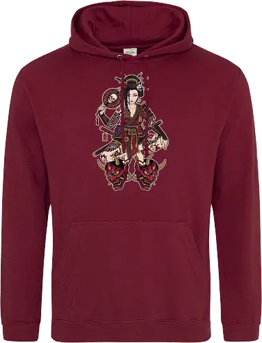 Oni Queen: The Irezumi Geisha Warrior - Japanese geisha shirt, Oni mask graphic tee, Irezumi tattoo apparel, Samurai warrior streetwear, Yakuza aesthetic clothing, Neo traditional tattoo design, Dark Japanese folklore, Edgy alternative fashion, Katana sword girl merch, Demon queen graphic - Standard Hoodie