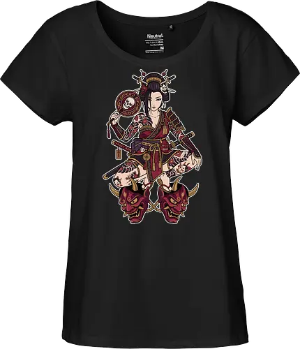 Oni Queen: The Irezumi Geisha Warrior - Japanese geisha shirt, Oni mask graphic tee, Irezumi tattoo apparel, Samurai warrior streetwear, Yakuza aesthetic clothing, Neo traditional tattoo design, Dark Japanese folklore, Edgy alternative fashion, Katana sword girl merch, Demon queen graphic - Fairtrade Girl Shirt