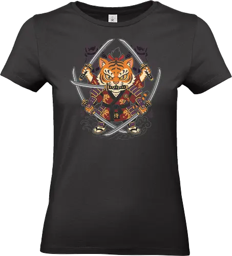 Five-Blade Fury: The Tiger Ronin - Tiger samurai shirt, anime swordsman graphic tee, five sword style apparel, Japanese streetwear clothing, fierce kawaii animal tee, shonen manga fashion, katana sword graphic, neo traditional Japanese design, ronin tiger merchandise, anime parody streetwear - Standard T-Shirt (Frauen)