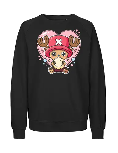 Sweet Shock: Chopper's Cotton Candy Love - Chopper cotton candy shirt, One Piece graphic tee, kawaii anime apparel, Straw Hat pirate merch, pastel otaku streetwear, cute reindeer anime design, funny anime face clothing, pink heart anime shirt, sweet aesthetic manga tee, Tony Tony Chopper merchandise - Fairtrade Sweatshirt