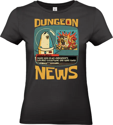 Dungeon Crawler Fish News - Nerd, Geek, Fantasy, Adventure, Rpg, Book, Books, Bookworm, Science Fantasy, Science Fiction, Scifi, Cat, Pet, Donut, Funny, Post-apocalyptic, Apocalypse, Post Apocalyptic, Apocalyptic Cats, Post-apocalypse, Sponge, Newspaper, News, News Anchor, Breaknews, Crawler, Dinosaur, Velociraptor, Fish, Tv Show, Animation, Classic Animation, Vintage Animations, Classic, Animated Series, Animated - Standard T-Shirt (Frauen)