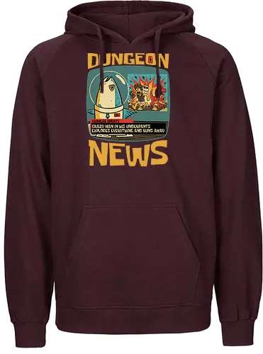 Dungeon Crawler Fish News - Nerd, Geek, Fantasy, Adventure, Rpg, Book, Books, Bookworm, Science Fantasy, Science Fiction, Scifi, Cat, Pet, Donut, Funny, Post-apocalyptic, Apocalypse, Post Apocalyptic, Apocalyptic Cats, Post-apocalypse, Sponge, Newspaper, News, News Anchor, Breaknews, Crawler, Dinosaur, Velociraptor, Fish, Tv Show, Animation, Classic Animation, Vintage Animations, Classic, Animated Series, Animated - Fairtrade Hoodie