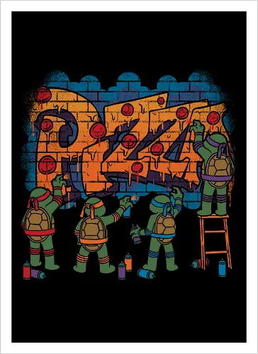 Pizza Turtle Graffiti - Vintage Movie Comic