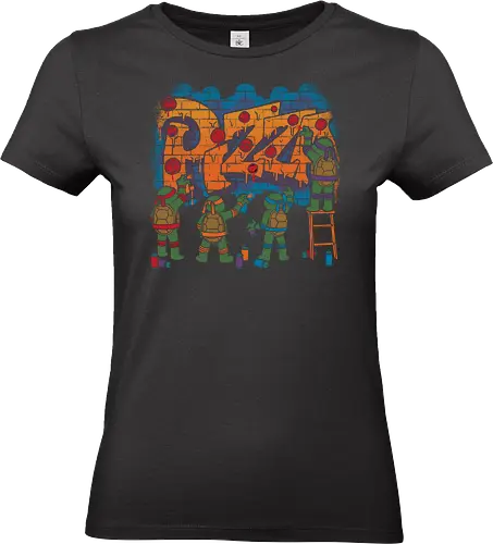Pizza Turtle Graffiti - Vintage Movie Comic - turtle, ninja, tv show, classic, animation, vintage, comics, movie, retro, martial art, fast food, pizza, graffiti - Standard T-Shirt (Frauen)