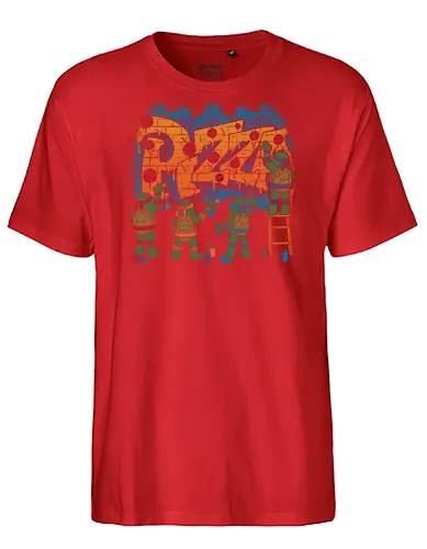 Pizza Turtle Graffiti - Vintage Movie Comic - turtle, ninja, tv show, classic, animation, vintage, comics, movie, retro, martial art, fast food, pizza, graffiti - Fairtrade T-Shirt