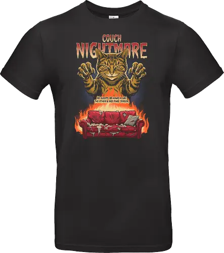 LUSTIGE PARODIE AUF EINEN KATZEN-HORRORFILM - Katze, lustige Katze, Horror, Parodie, Couch, Albtraum, Monster, Haustier, getigerte Katze, Humor, Retro, Filmplakat, Krallen, Halloween - Standard T-Shirt