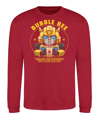 Bubble Bee Boba Tea – Lustige, niedliche Roboter-Parodie - Bumblebee, Transformers, Boba, Bubble Tea, Robot, Autobot, Cute, Kawaii, Funny, Parody, 80s, Nostalgia, Cartoon, Beverage, Bee - Sweatshirt