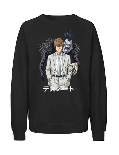 The Mastermind and the Reaper - Light Yagami graphic tee, Ryuk Shinigami apparel, Kira merchandise, anime villain streetwear, psychological anime clothing, dark anime aesthetic, edgy otaku fashion, anime mastermind design, minimalist manga shirt - Fairtrade Sweatshirt