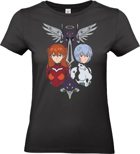 Neon Angels: The First & Second Children - Evangelion shirt, Asuka and Rei merch, Eva Unit 01 apparel, mecha anime streetwear, minimalist anime tee, 90s retro anime fashion, Spear of Longinus graphic, aesthetic otaku clothing, sci-fi anime design, classic anime aesthetic - Standard T-Shirt (Frauen)