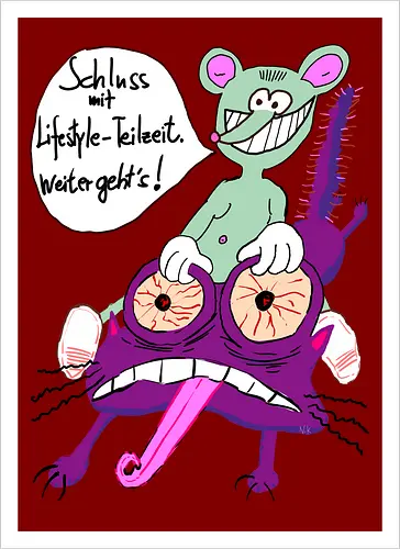 Lifestyle-Teilzeit - Arbeit, Zeitarbeit, Wirtschaft, Neoliberalismus, Erschöpfung, Toons, müde - Kunstdruck