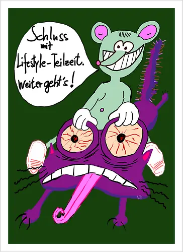Lifestyle-Teilzeit - Arbeit, Zeitarbeit, Wirtschaft, Neoliberalismus, Erschöpfung, Toons, müde - Kunstdruck
