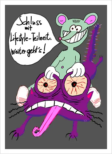 Lifestyle-Teilzeit - Arbeit, Zeitarbeit, Wirtschaft, Neoliberalismus, Erschöpfung, Toons, müde - Kunstdruck