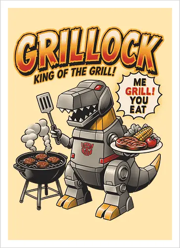 Grillock Me Grill You Eat – Lustiges Retro-Roboter-Dinosaurier-Barbecue