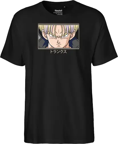  Future Warrior Aesthetic - anime streetwear, retro anime aesthetic, DBZ minimalist art, Trunks Saiyan design, Japanese typography clothing, aesthetic anime print, manga fan apparel, Trunks Torankusu shirt, Future, Dragon shirt - Fairtrade T-Shirt