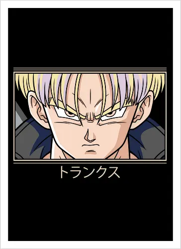  Future Warrior Aesthetic - anime streetwear, retro anime aesthetic, DBZ minimalist art, Trunks Saiyan design, Japanese typography clothing, aesthetic anime print, manga fan apparel, Trunks Torankusu shirt, Future, Dragon shirt - Kunstdruck