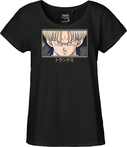  Future Warrior Aesthetic - anime streetwear, retro anime aesthetic, DBZ minimalist art, Trunks Saiyan design, Japanese typography clothing, aesthetic anime print, manga fan apparel, Trunks Torankusu shirt, Future, Dragon shirt - Fairtrade Girl Shirt