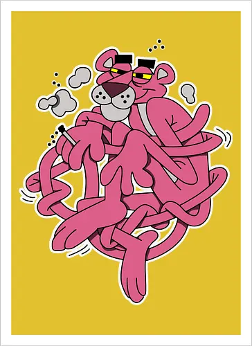 Verschlungener Rosa Panther - Chill Retro Underground Cartoon