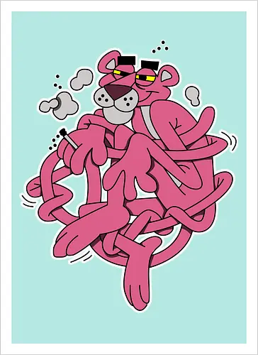 Verschlungener Rosa Panther - Chill Retro Underground Cartoon