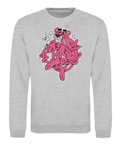 Verschlungener Rosa Panther - Chill Retro Underground Cartoon - rosa Panther Kunst, Retro Cartoon, Chill Kunst, verschlungener Panther, Underground Cartoon, Lofi Druck, rosa Charakter, alternative Kunst, klassischer Cartoon, Retro Geek Druck, 60er Pop Art, stilvoller Charakter, urbaner Druck, entspannter Cartoon, Popkultur Kunst - Sweatshirt