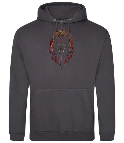 Wolf Sword Red Moon - wolf, kunai, japan, japanese, cool, asian, lm2kone, animal, animals, moon, red - Standard Hoodie