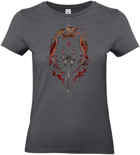 Wolf Sword Red Moon - wolf, kunai, japan, japanese, cool, asian, lm2kone, animal, animals, moon, red - Standard T-Shirt (Frauen)