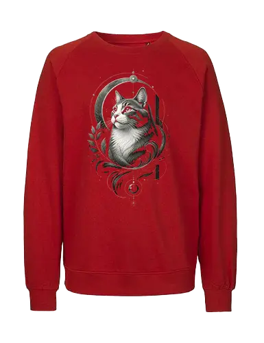 Celestial Cat Portrait - cat, celestial, moon, portrait, modern, mystical, botanical, majestic, animal, animals - Fairtrade Sweatshirt