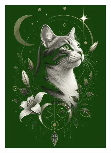 Celestial Cat with Lilies