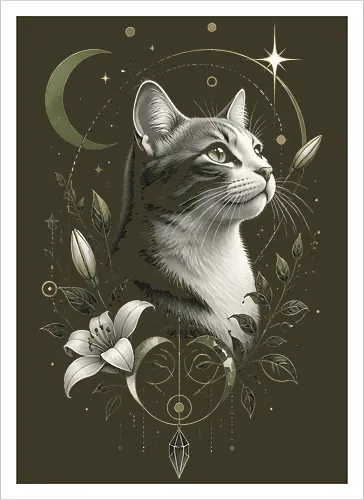 Celestial Cat with Lilies