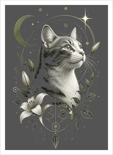 Celestial Cat with Lilies