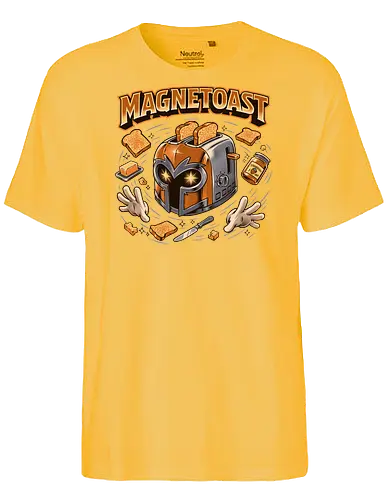 Magnetic Mutant Toaster - magentoast, toaster, breakfast, superhero, villain, parody, funny, geek, nerd, comic, toast, retro, humor, comic con gear, funny superhero design - Fairtrade T-Shirt