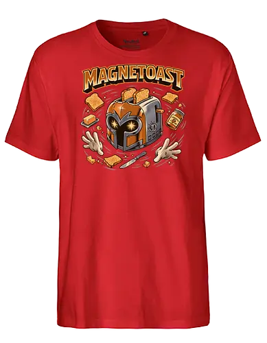 Magnetic Mutant Toaster - magentoast, toaster, breakfast, superhero, villain, parody, funny, geek, nerd, comic, toast, retro, humor, comic con gear, funny superhero design - Fairtrade T-Shirt