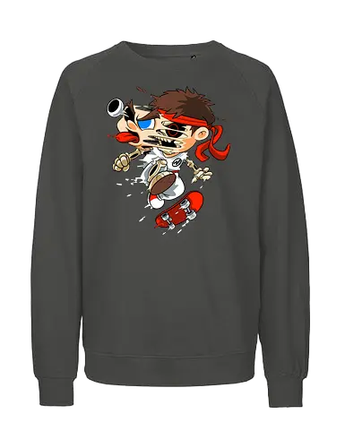 Freaky Skate Kämpfer - Underground Horror Games Kunst - Horror Skate Kämpfer, freaky Games Kunst, Skelett Kämpfer, Ryu Street Fighter, skate, Street Fighter horror, Ryu zumbie, art geek games, Capcom fan art, Street Fighter t-shirt, cartoon horror games, rotes Stirnband Horror, Underground Games Kunst, Cartoon Horror Kampf, Geek Games Druck, Zombie Skate Kämpfer, alternative Kampf Kunst, Horror Game Kunst, Freak Cartoon Kämpfer, urbaner Games Druck, Pop Art Games Horror, Kampf Charakter Horror, Skate Cartoon Horror - Fairtrade Sweatshirt