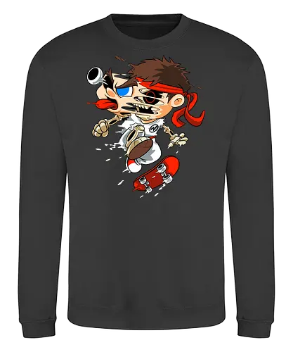 Freaky Skate Kämpfer - Underground Horror Games Kunst - Horror Skate Kämpfer, freaky Games Kunst, Skelett Kämpfer, Ryu Street Fighter, skate, Street Fighter horror, Ryu zumbie, art geek games, Capcom fan art, Street Fighter t-shirt, cartoon horror games, rotes Stirnband Horror, Underground Games Kunst, Cartoon Horror Kampf, Geek Games Druck, Zombie Skate Kämpfer, alternative Kampf Kunst, Horror Game Kunst, Freak Cartoon Kämpfer, urbaner Games Druck, Pop Art Games Horror, Kampf Charakter Horror, Skate Cartoon Horror - Sweatshirt